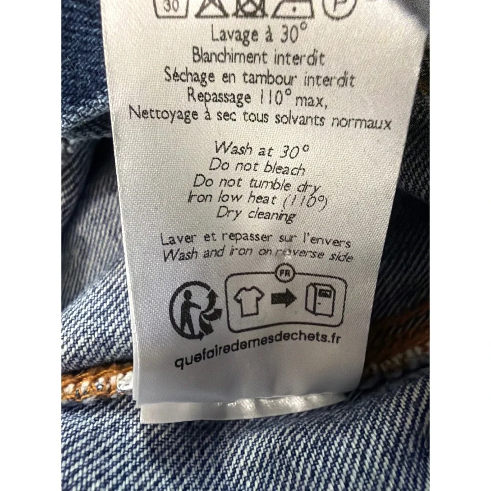 Sézane Brut Sexy High Waist Straight Leg Jeans Bleu Denim Organic Cotton NWT T26